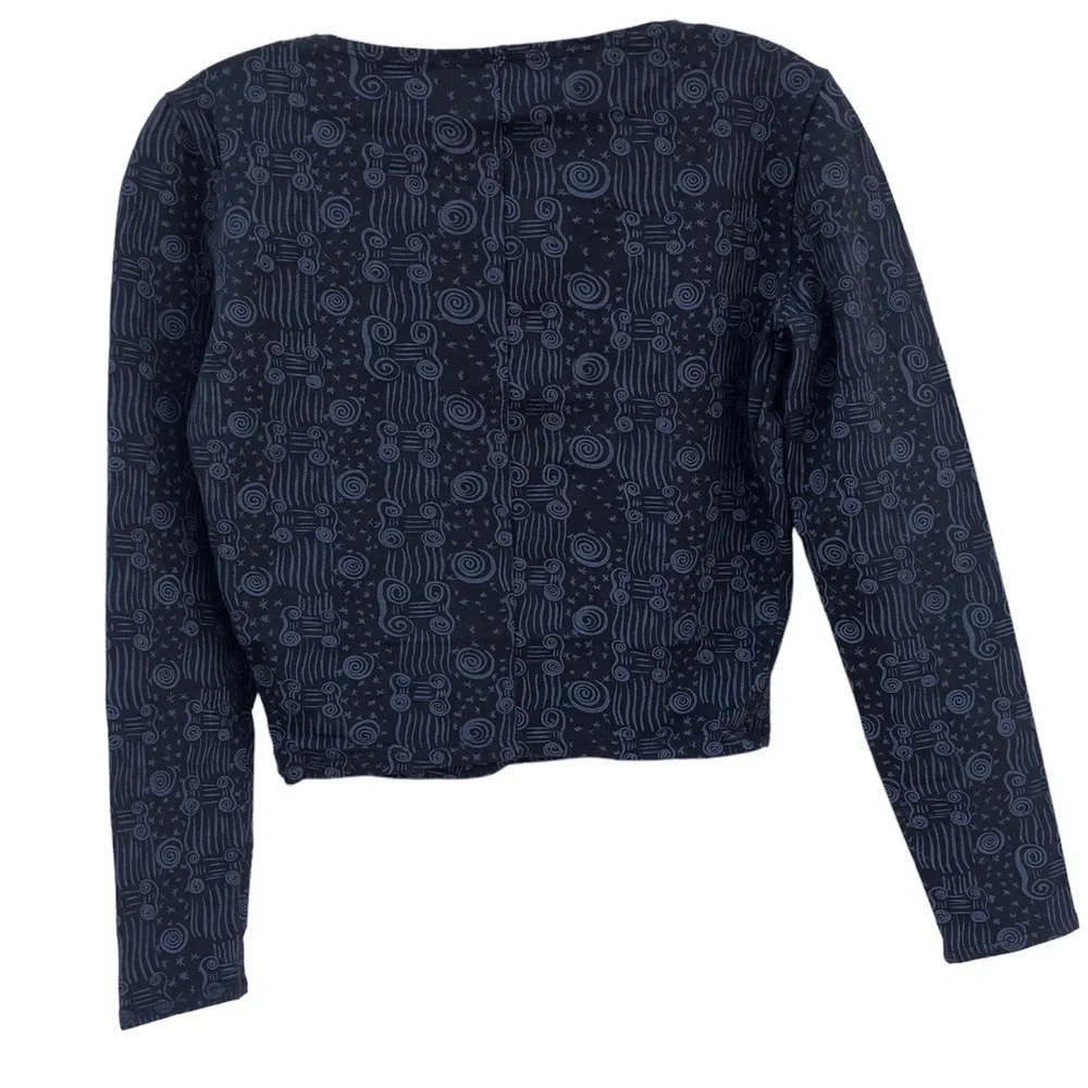 Gilda Marx Breathable’s Bodywear, V Neck, Long Sleeve, Grey and Black Print Top. - Picture 2 of 9